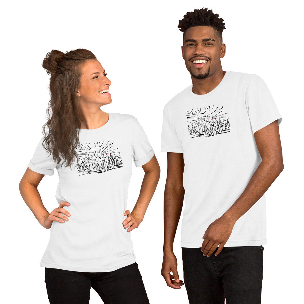 Pentecost T-shirt with Holy Spirit and tongues of flame